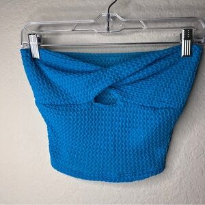 SHEIN Tube Top Small Blue Twisted Fitted Keyhole Summer Casual